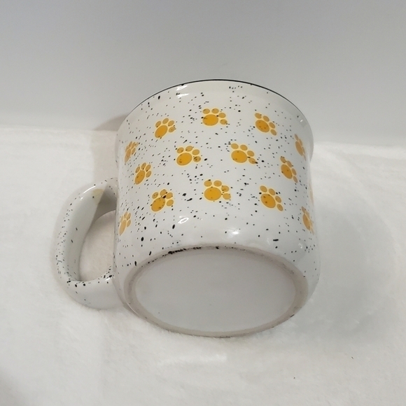 𝅺SPECKLED Animal Paw Prints White Navy Blue Yellow Coffee Cup Mug 12 Oz - Picture 9 of 10